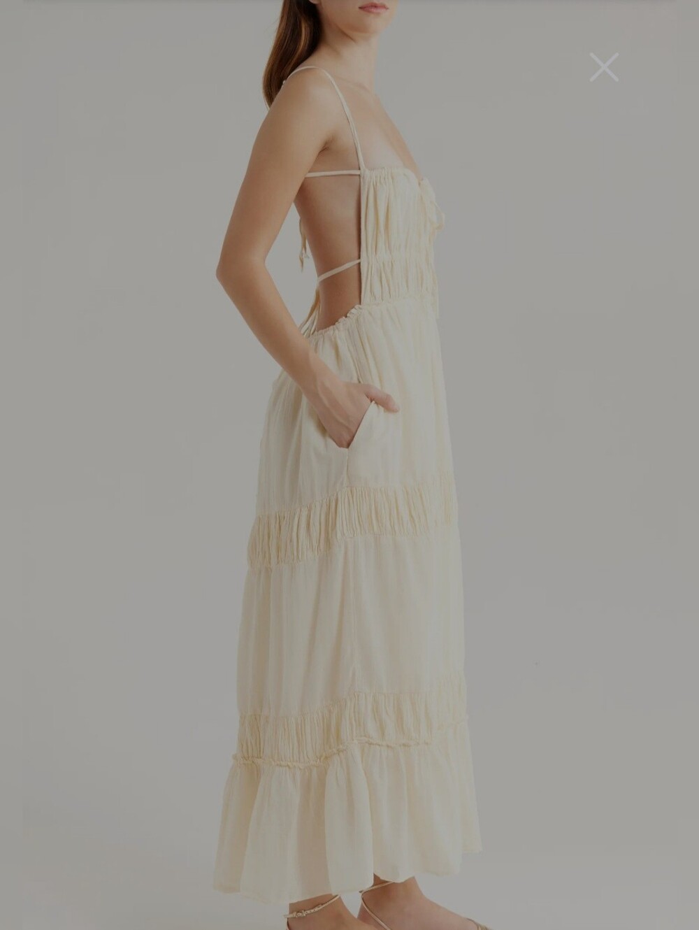 Free People Taking Sides Tiered Cotton Maxi Dress Size L - Picture 13 of 15